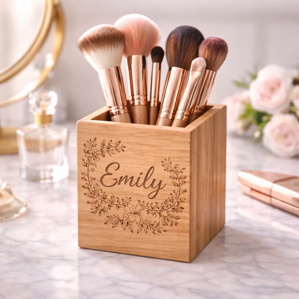 Engraved Makeup Brush Holder