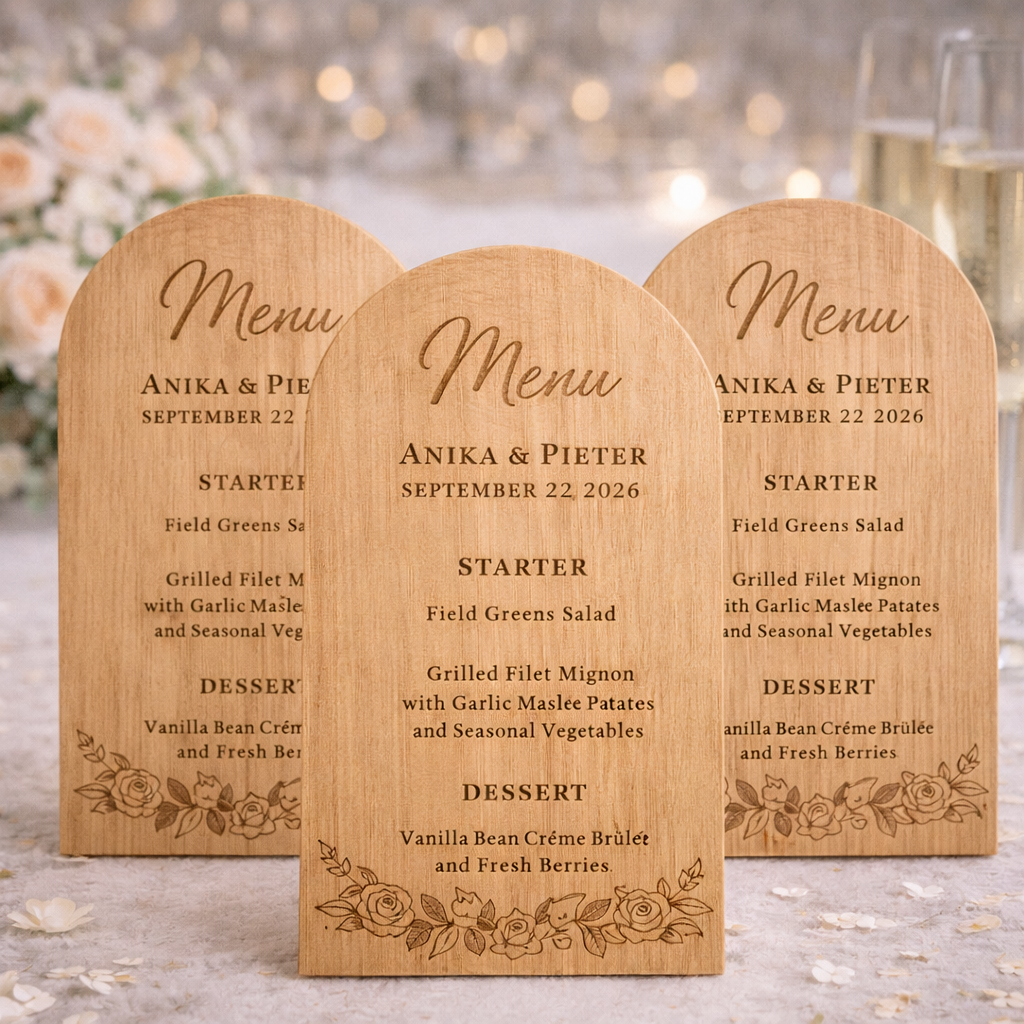 Engraved Wedding Menu Cards