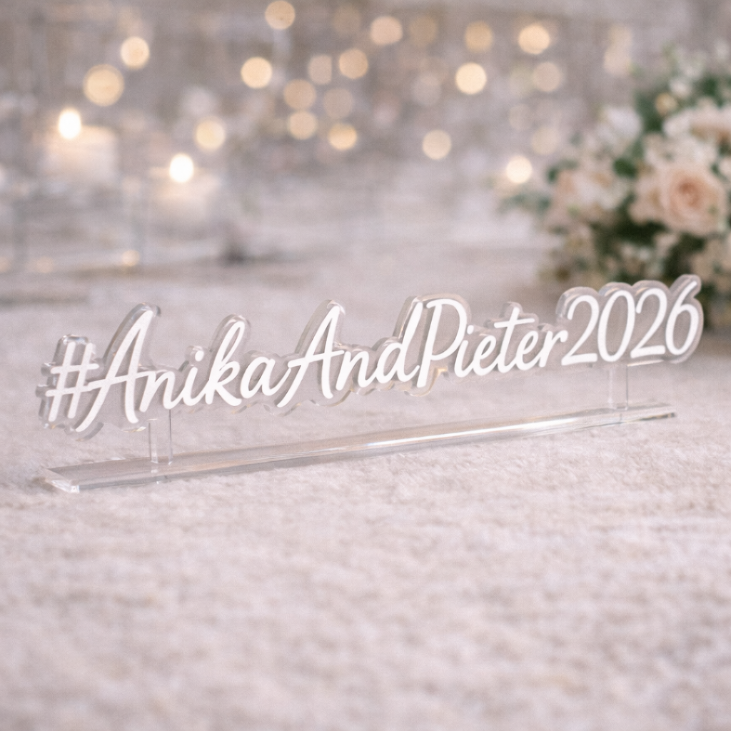 Engraved Wedding Hashtag Sign