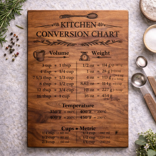 Engraved Kitchen Conversion Chart Board