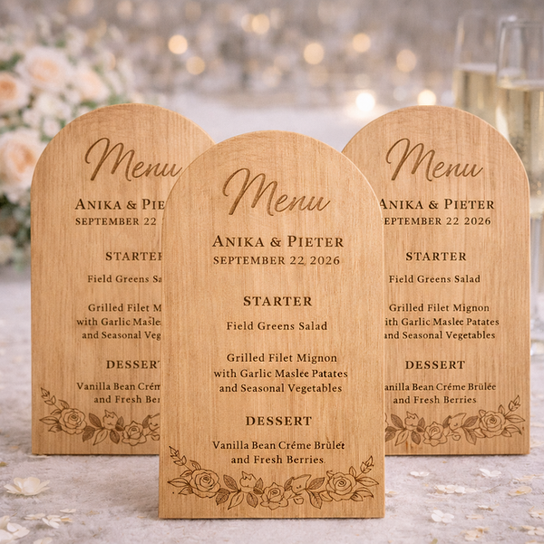 Engraved Wedding Menu Cards