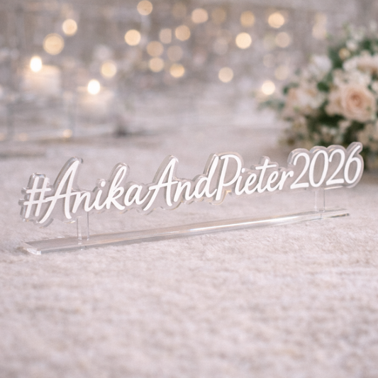 Engraved Wedding Hashtag Sign