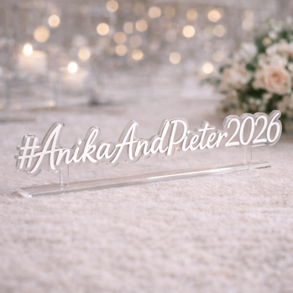Engraved Wedding Hashtag Sign