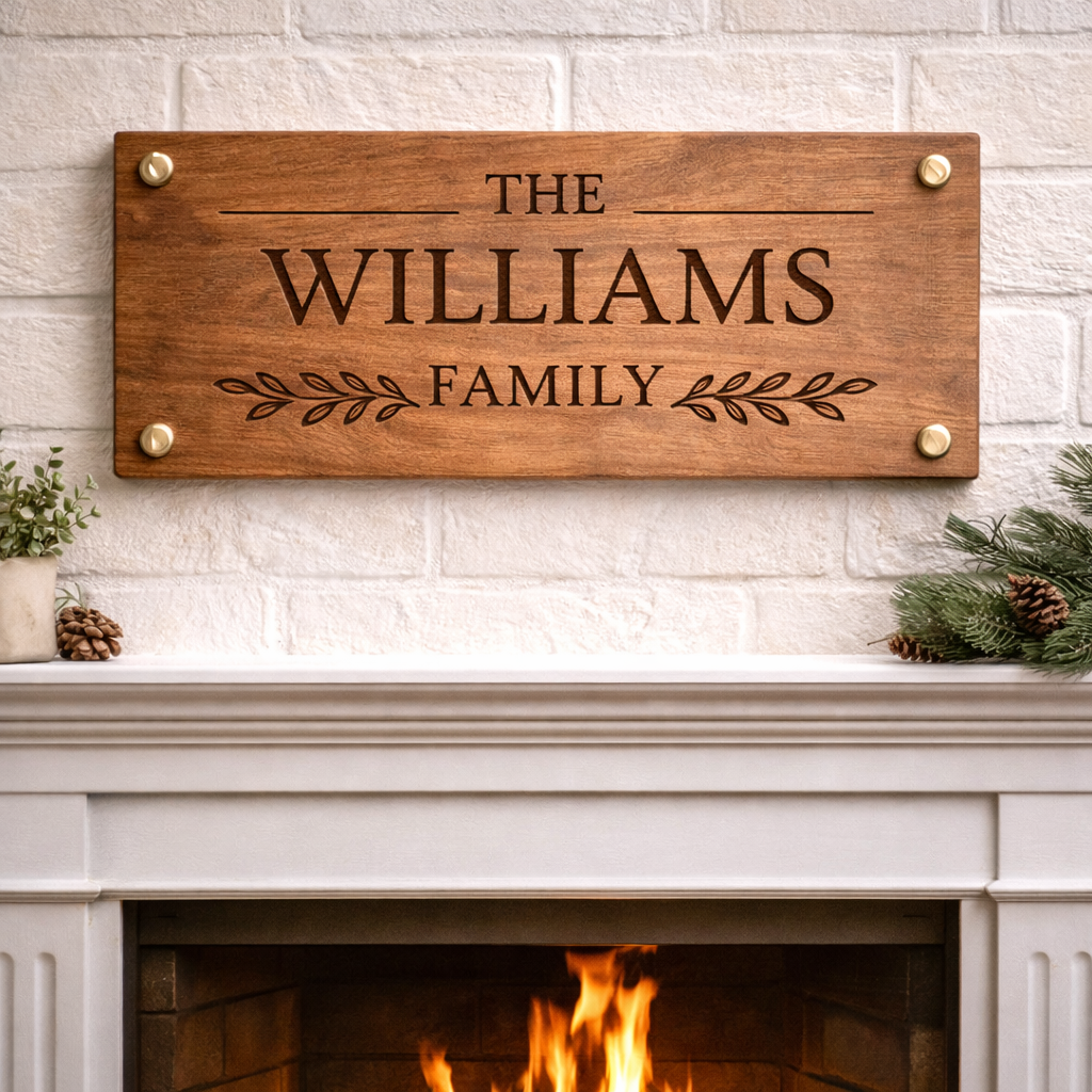 Engraved Fireplace Name Plaque