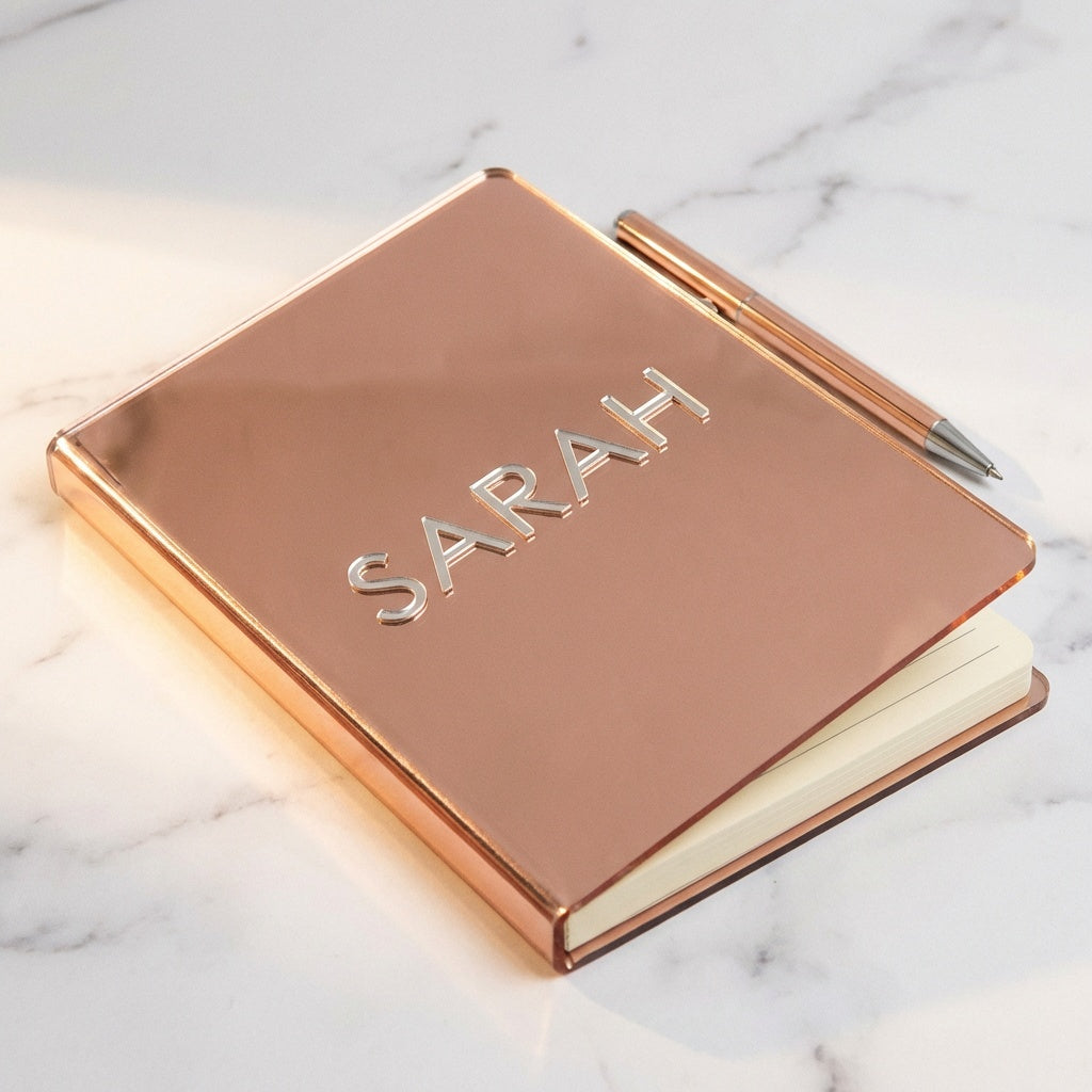 Personalised Notebook Cover - Rose Gold Acrylic