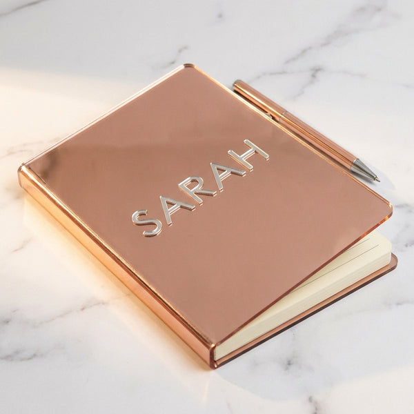 Personalised Notebook Cover - Rose Gold Acrylic