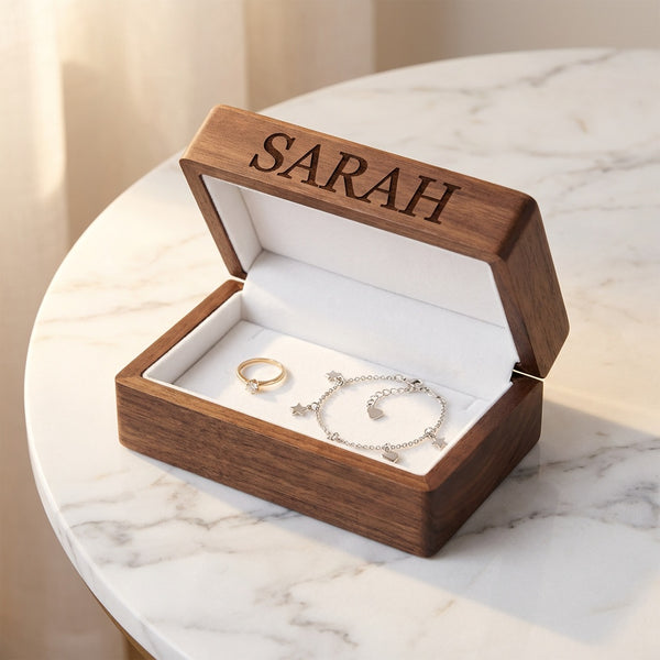 Personalised Trinket Box - Dark Wallnut