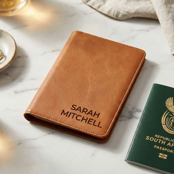 Personalised Passport Holder - Tan Leather